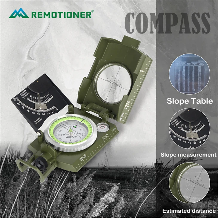 Metal Waterproof Compass With Map Measurer Lifesaving Mirror